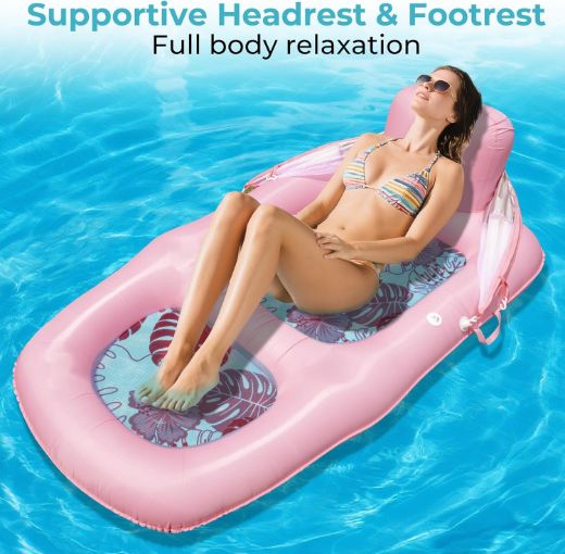 Picture of POOLACC Inflatable Fabric Covered Pool Lounger Float Adult   - One-stop shopping