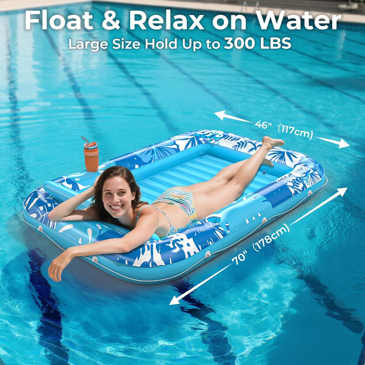 Picture of POOLACC Inflatable Tanning Pool Lounger Float with Protection Tarp - one-stop shopping