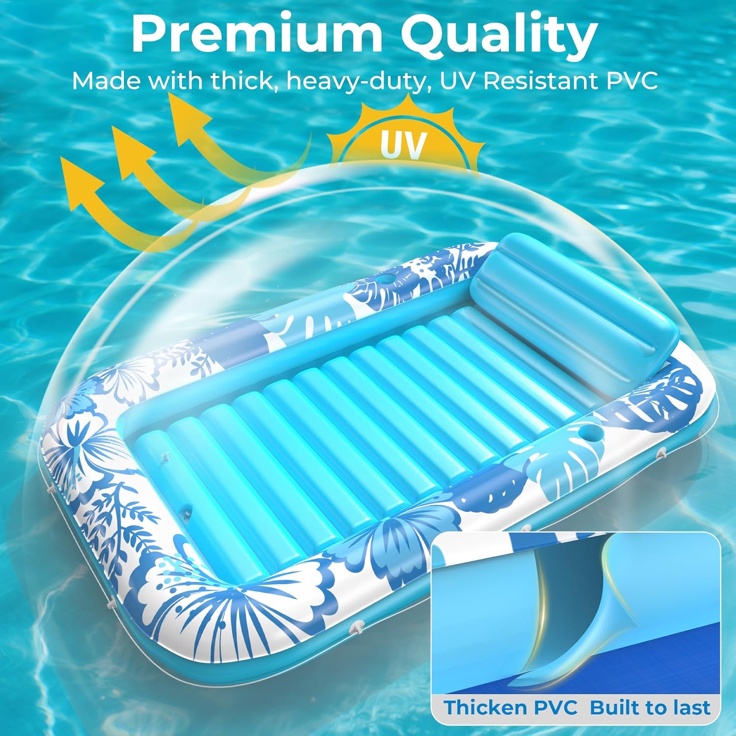 Picture of POOLACC Inflatable Tanning Pool Lounger Float with Protection Tarp - one-stop shopping