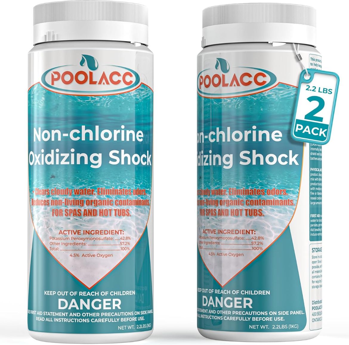 2.2 LB 2 Pack Non-Chlorine Spa Shock Oxidizer for Hot Tub