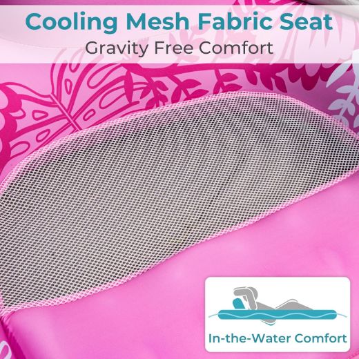 Picture of POOLACC Inflatable Fabric Covered Pool Float Adult with UPF50+ Sunshade Canopy & Cup Holders, XL Water Lounger Float Recliner Chair for Pool Party Lake Beach