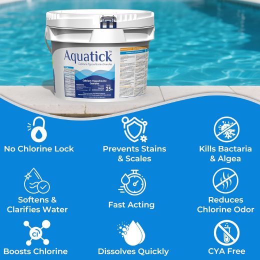 Picture of POOLACC Pro-Grade Chlorine Pool Shock, 68% Cal-Hypo Granular Sanitizer, Prevents Bacteria & Algae, Restores Crystal Clear Water - Shock Treatment, Swimming Pool Chemical - 25Lb