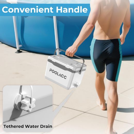 Picture of POOLACC Portable Personal Cooler, Poolside Ice Chest for Above Ground Pool or Spa - Fits Intex Pools, Hard-Sided Cooler with Bonus Ice Pack for Lunch, Drink, Camping, Picnic, Beach, Fishing