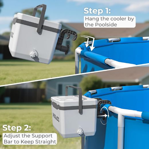 Picture of POOLACC Portable Personal Cooler, Poolside Ice Chest for Above Ground Pool or Spa - Fits Intex Pools, Hard-Sided Cooler with Bonus Ice Pack for Lunch, Drink, Camping, Picnic, Beach, Fishing